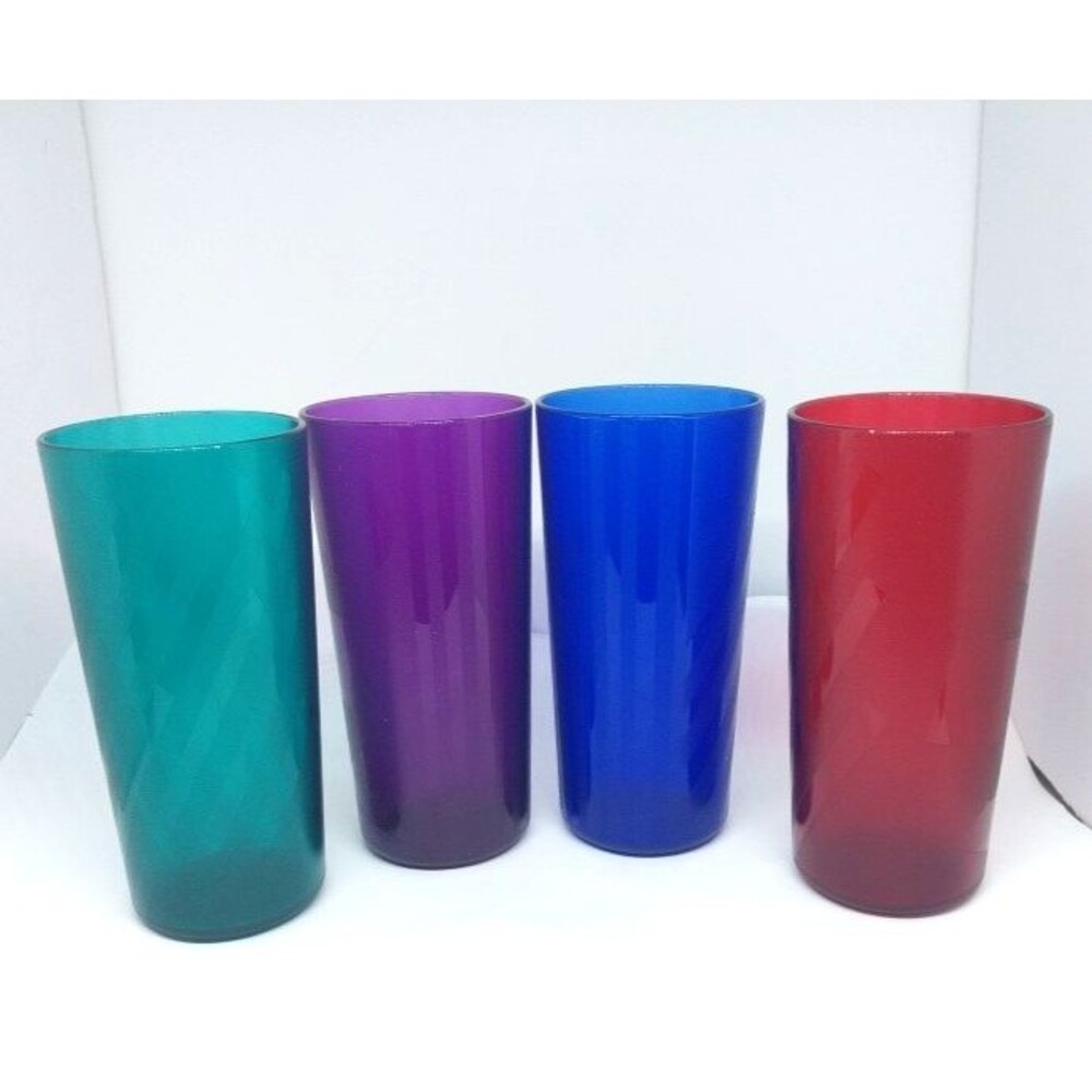 Tupperware USA Made 14 oz Jewel Tone Multi Color Tumblers Set of 4 - Picture 12 of 13